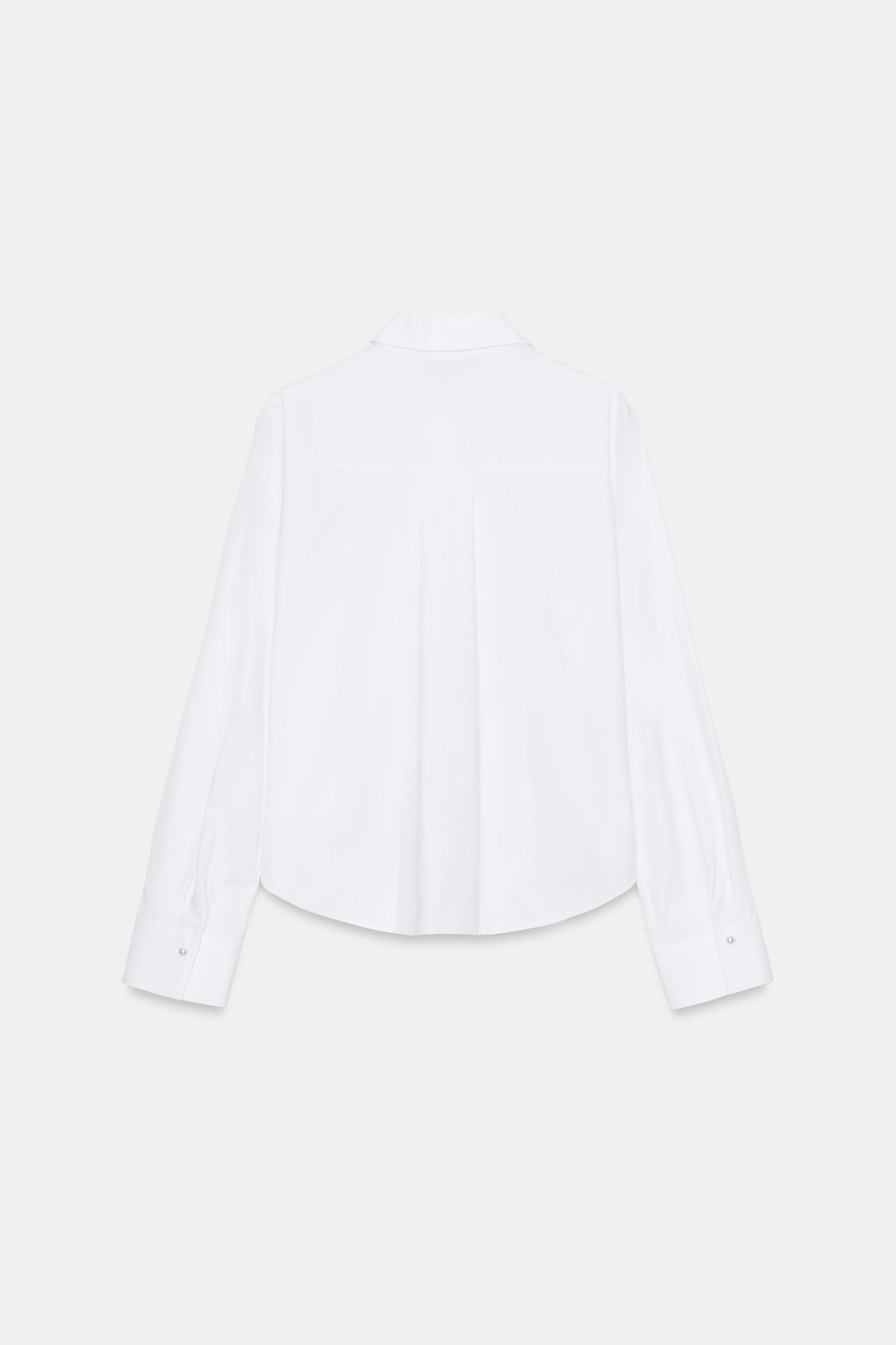 CHEMISE EN POPELINE À PERLES